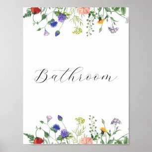Póster Rótulo de baño Wildflower Fields