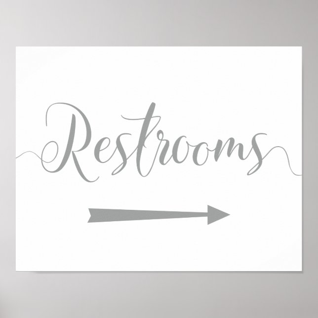 Póster Rótulo de baños plateados - Direcciones de flecha  (Frente)