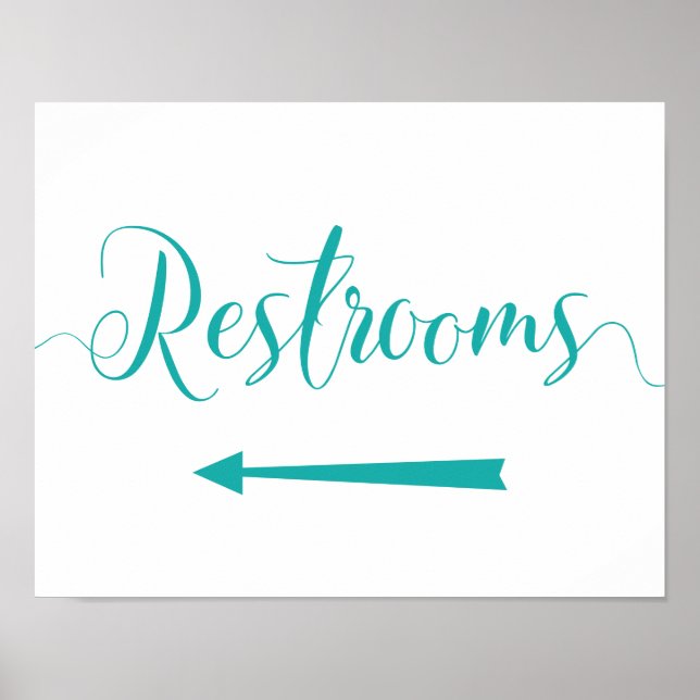 Póster Rótulo de baños turquesa - Direcciones de flecha i (Frente)