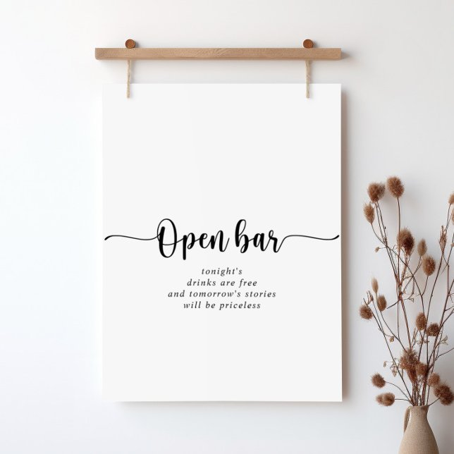 Póster Rótulo de bar abierto Boda de caligrafía minimalis (Subido por el creador)