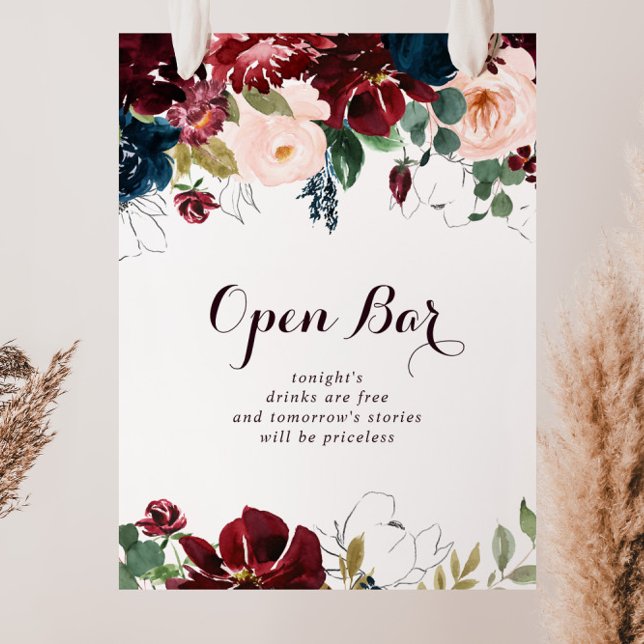 Póster Rótulo de bar abierto con acuarela de boda otoño i (Subido por el creador)