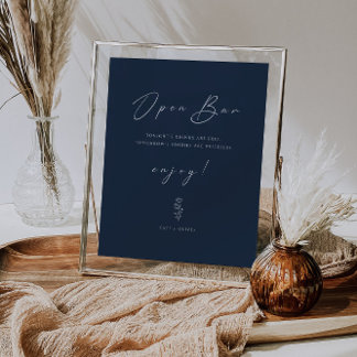 Póster Rótulo de bar abierto con Boda azul de la marina d
