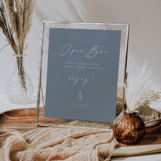 Póster Rótulo de bar abierto con un Boda azul turbio míni