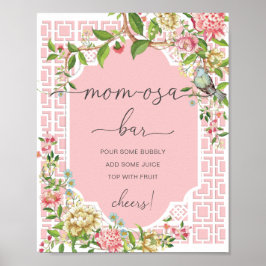 Póster Rótulo de bar Baby Shower Mom-osa Chinoiserie colo