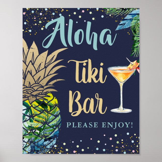 Póster Rótulo de bar Blue Hawaii Tiki de la Marina de Piñ (Frente)