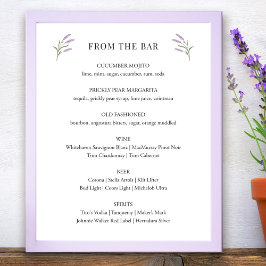 Póster Rótulo de bar Boda floral Lavender