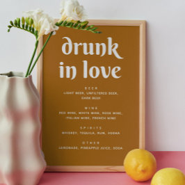 Póster Rótulo de bar Boda Mustard Brown | Borracho enamor
