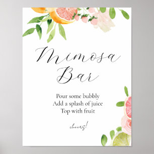 Póster Rótulo de bar Citrus Mimosa rosa