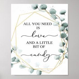 Póster Rótulo de bar de candelabro Eucalyptus Boda