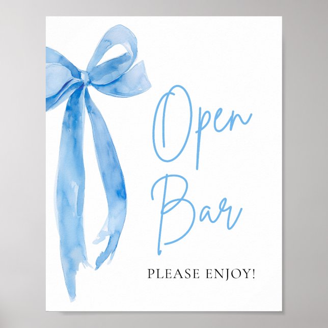 Póster Rótulo de bar Dusty Blue Bow Open (Frente)