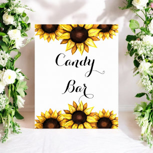 Póster Rótulo de bar girasol Boda Poster blanco amarillo