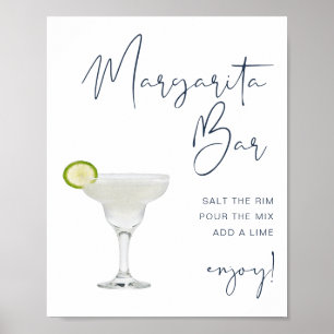 Póster RÓTULO de bar Margarita azul moderno de la marina 