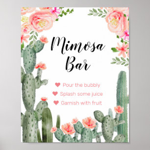 Póster Rótulo de bar Mimosa con color de agua verde de Ca