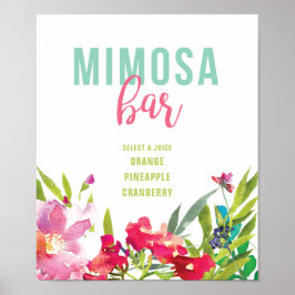 Póster Rótulo de bar Mimosa con ducha tropical de novia f