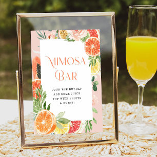 Póster Rótulo de bar Mimosa de la ducha de novia del Citr