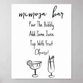 Póster Rótulo de bar Mimosa dibujado a mano