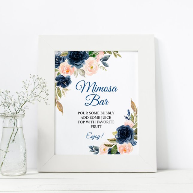 Póster Rótulo de bar Mimosa Floral Shower & Rubor Blue (Subido por el creador)