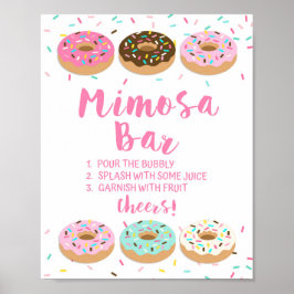 Póster Rótulo de bar Mimosa Rótulo de mesa de donut rosad