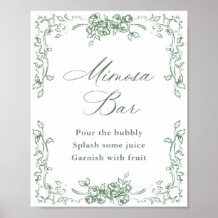 Póster Rótulo de bar Mimosa verde verde