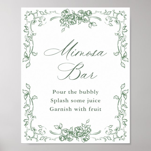 Póster Rótulo de bar Mimosa verde verde (Frente)