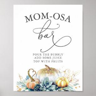 Póster Rótulo de bar Mom-osa Suculum Pumpkins Baby Shower