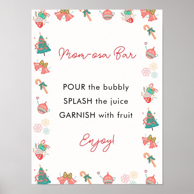 Póster Rótulo de bar Momosa de Baby Shower para navidades (Frente)