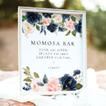 Rótulo de bar Momosa floral de la Marina Romántica