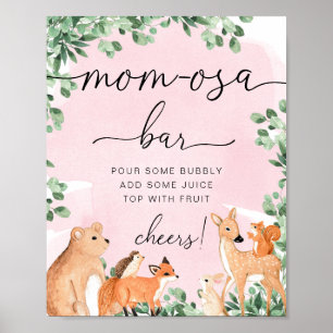 Póster Rótulo de bar Momosa rosa para los animales de Woo