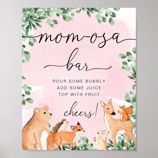 Póster Rótulo de bar Momosa rosa para los animales de Woo (Frente)