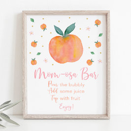 Póster Rótulo de bar Peach Gold Baby Shower Mimosa