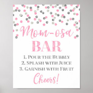 Póster Rótulo de bar Pink Purple Mom-osa Baby Shower