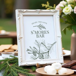 Póster Rótulo De Bar Rustic Pine Boda S'mores