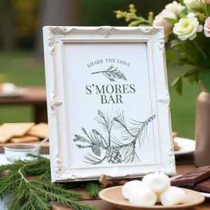 Póster Rótulo De Bar Rustic Pine Boda S'mores