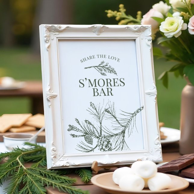 Póster Rótulo De Bar Rustic Pine Boda S'mores (Subido por el creador)