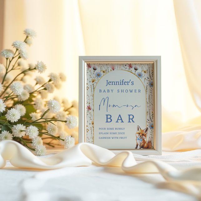 Póster Rótulo de bar Woodland Fox Mom-osa en azul turbio (Subido por el creador)