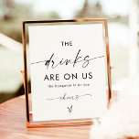 Póster Rótulo de barra abierta Boda minimalista | Funny B<br><div class="desc">Este hermoso Rótulo Open Bar cuenta con una elegante elegancia minimalista moderna que podrá mostrar en su boda o evento especial. Edite fácilmente la mayoría de las palabras para que coincidan con su estilo. El texto y los colores de fondo son totalmente editables —> haga clic en el botón "Editar...</div>