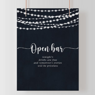 Póster Rótulo de barra abierta de luces de cadena rusa Bo