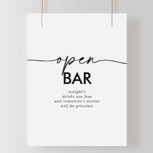 Póster Rótulo de barra abierta del Boda clásico blanco ne