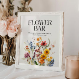 Póster Rótulo de barra de flores silvestres de flores de 