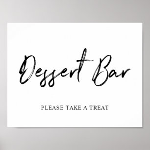 Póster Rótulo de barra de postres con letras de pincel bl