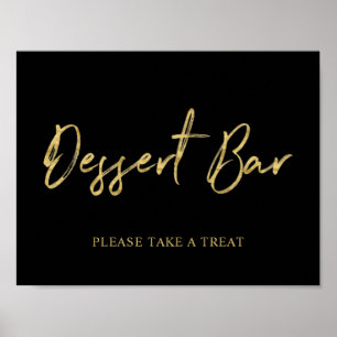 Póster Rótulo de barra de postres Gold Black Modern Brush