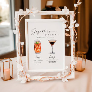 Póster Rótulo de barra de Rótulo de Boda con bebidas mini