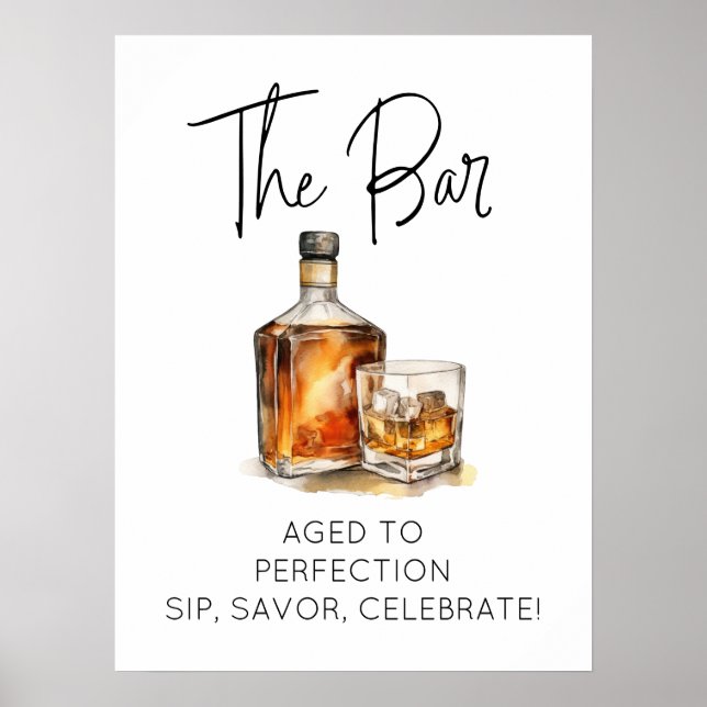 Póster Rótulo de barra de Whiskey - Imprimible (Frente)