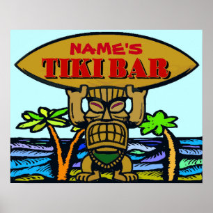 Póster Rótulo de barra tiki, añadir nombre