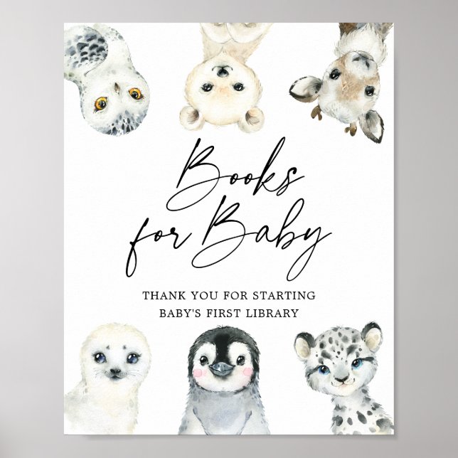 Póster Rótulo De Bebés En Baby Shower De Animales Árticos (Frente)