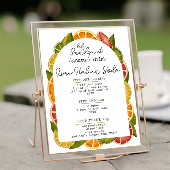 Póster Rótulo de bebida Baby Shower de Citrus colorido (Subido por el creador)