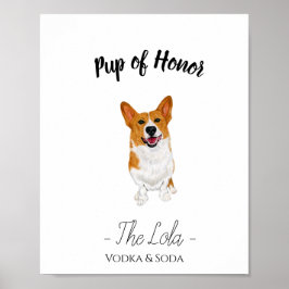Póster Rótulo de bebida Boda Corgi
