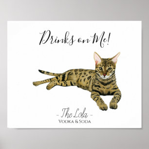 Póster Rótulo de bebida Boda de gato