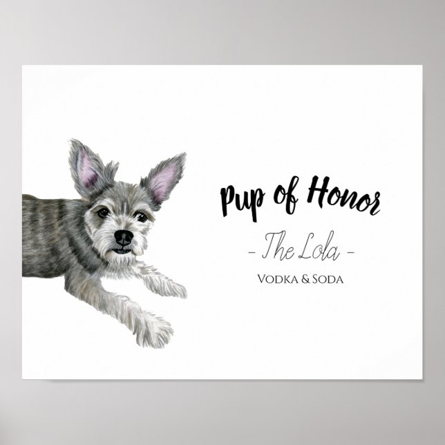 Póster Rótulo de bebida Boda de perro (Frente)