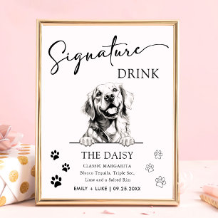 Póster Rótulo de bebida Boda de perro de Golden Retriever